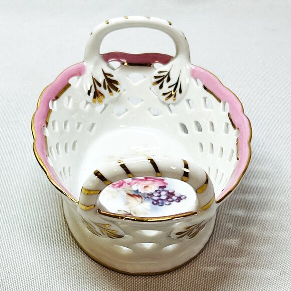 Porcelain Treasures Hand-Painted Reticulated Petite Basket by Betty Platner - Picture 5 of 9